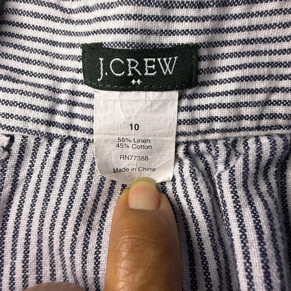 J.Crew Women's Striped Mini Skirt Size 10 Linen Blend Preppy Classic Preppy Boho - Picture 4 of 5